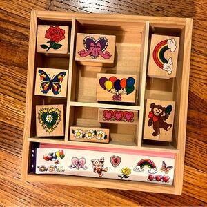 Wooden Back Rubber Stamp Set